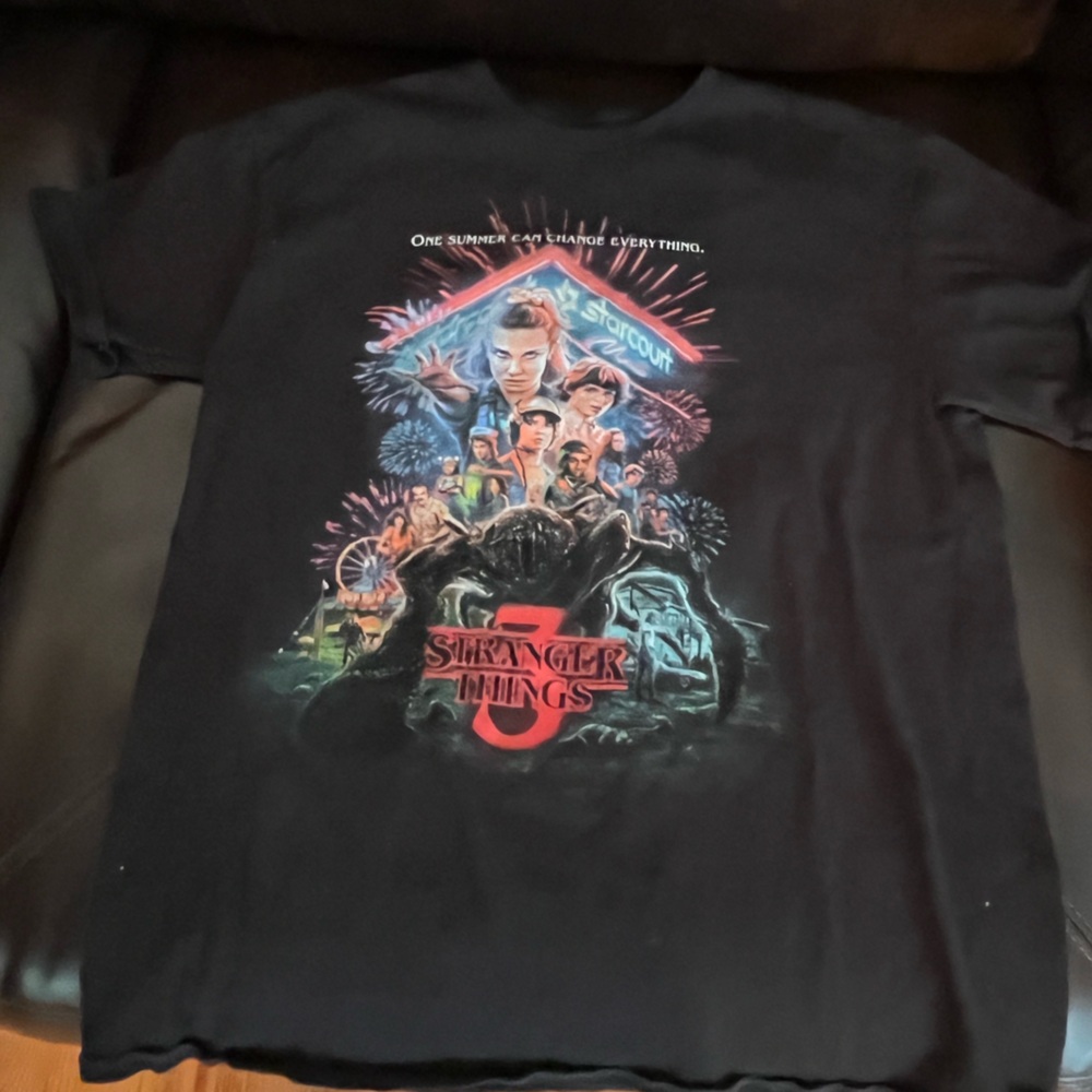 Stranger Things 3 Black Graphic T-Shirt